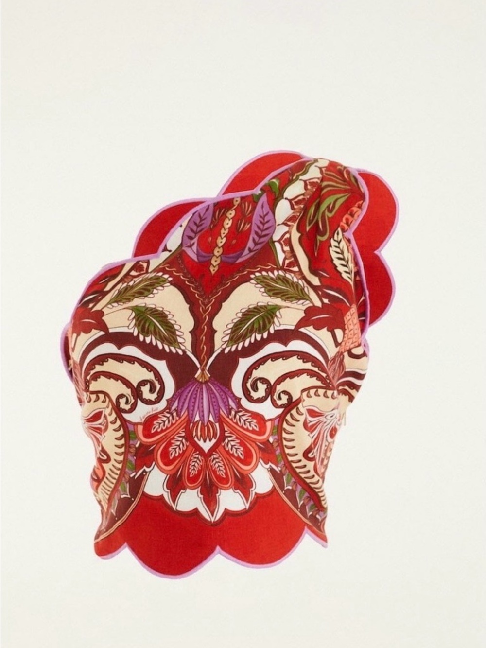 One-Shoulder Red Printed Crop Top - Picture 2 of 7